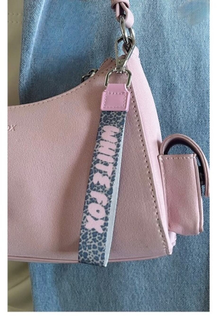 White Fox Standing Out Strap Keychain Leopard